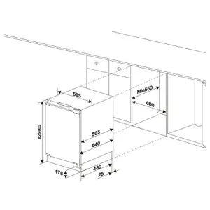 SIA RFU103 Built In 105L White Integrated Under Counter 3 Drawer Freezer