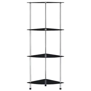 Berkfield 4-Tier Shelf Black 30x30x100 cm Tempered Glass