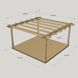 Double Premium Pergola and Decking Kit - Wood - L240 x W240 cm - Rustic Brown