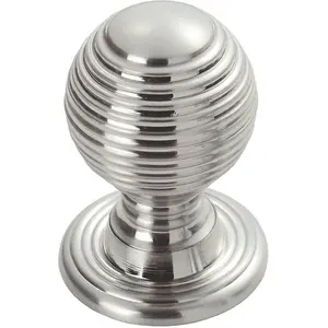 Textured Reeded Ball Cupboard Door Knob 23mm Dia Polished Chrome Handle