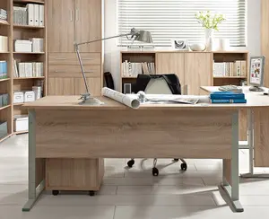 Large Desk 150cm Computer Home Office Sonoma Oak Effect Metal Leg Frame BRW