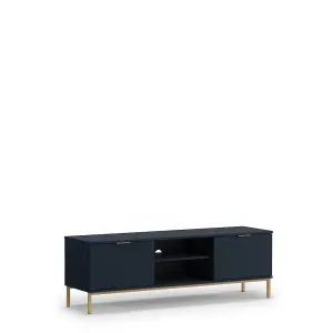 Luxurious Pula TV Cabinet 150cm - Sleek Navy with Gold Accents - W1500mm x H500mm x D410mm