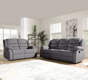 Sorrento Fabric 3 & 2 Seater Sofa Set Grey