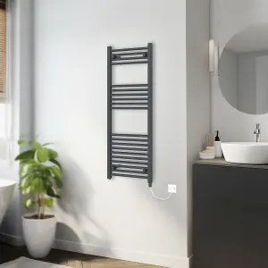 Rinse Bathrooms 600W Electric Heated Warming Towel Rail Bathroom Radiator Anthracite - 1200x500mm