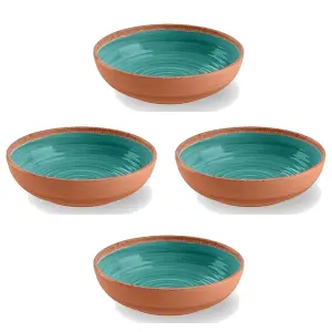 Purely Home Rustic Swirl Turquoise Melamine Bowls - Set of 4