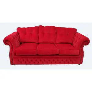 Chesterfield 3 Seater Rouge Red Fabric Sofa Settee Bespoke In Era Style