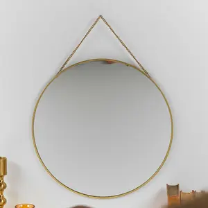 Gold 30Cm Gold Or Black Round Hanging Wall Mirror Hallway Bathroom Bedroom Home Decor Gold