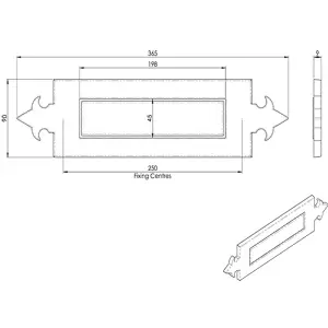 Fleur de Lys Design Letterbox Plate 250mm Fixing Centres Black Antique Finish