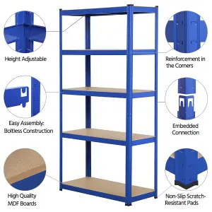 Yaheetech Blue Metal 5 Tier Storage Rack with Adjustable Shelves