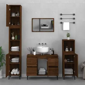 Berkfield Sink Cabinet Brown Oak 80x33x60 cm Engineered Wood