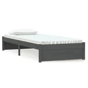 Berkfield Bed Frame Grey Solid Wood 75x190 cm Small Single