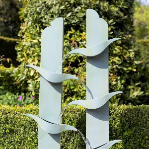 Primrose Elvas Tiered Cascading Zinc Water Feature With Lights 123cm