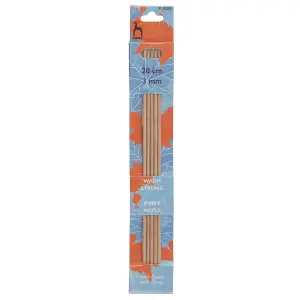 MAPLE DE KP 20CMX3.0 - Knitting Pins: Double-Ended: Set of Five: Maple: 20cm x 3.00mm - Pony