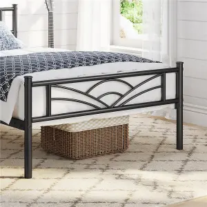 Yaheetech Black 3ft Single Metal Bed Frame with Cloud-inspired Design Headboard