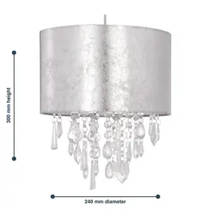 First Choice Lighting Silver Marble Affect Jewelled Light Shade