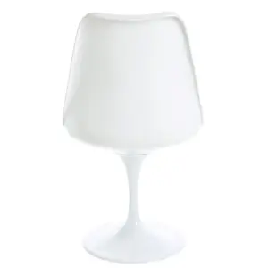 White Tulip Dining Chair with Luxurious Red Cushion