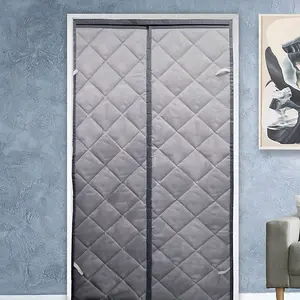 Magnetic Thermal Insulated Door Curtain, Wind, Cold and Noise Proof, Pet Friendly (90cm x 210cm) - Grey