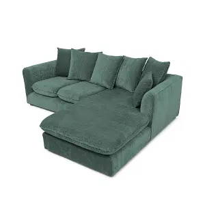 Lucas Water Repellent Velvet Chenille Right Facing Corner Sofa in Jungle Green