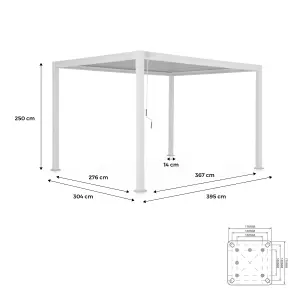 sweeek. 3x4m louvered pergola with 4m privacy screen Triomphe + screen Anthracite 400x300x250 cm