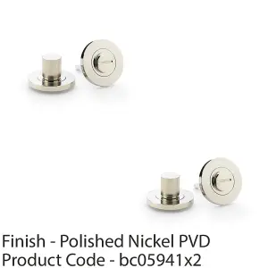 2 PACK - Modern Reeded Thumbturn & Release Lock - Lined Polished Nickel - Bathroom Door