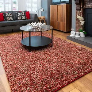 Super Soft Red Brown Mottled Shaggy Area Rug 160x230cm