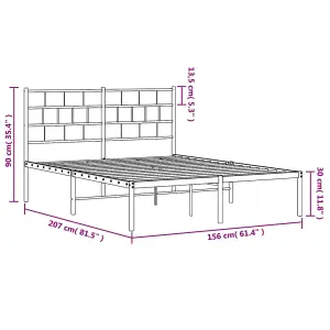 Berkfield Metal Bed Frame with Headboard White 150x200 cm