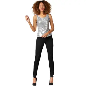 Sleeveless Sequin Top - women's - silver S