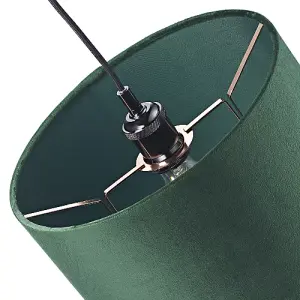 Contemporary Emerald Forest Green Soft Velvet 12 Lamp Shade with Copper Ring