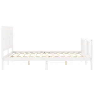 Berkfield Bed Frame with Headboard White King Size Solid Wood