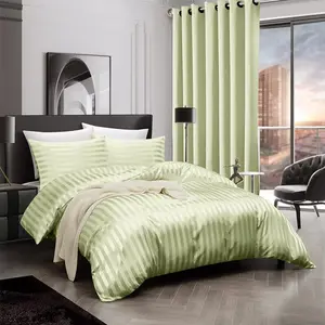 Microfiber Striped Duvet Cover Set with Pillowcases Cream / Single Duvet Cover + 2 Standard Pillowcases