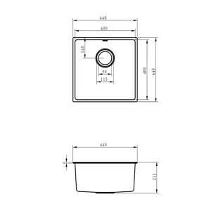 Gloss White 1.0 Single Bowl Kitchen Sink & Chrome Waste - 440x440mm