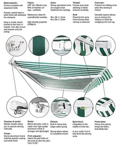 Primrose Awnings 4.0m x 3.0m Retractable Manual Half Cassette Green Awning Outdoor Patio Canopy