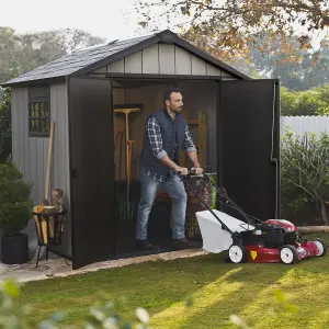 Keter Oakland 7x7 ft Apex Grey Plastic 2 door Shed with floor & 1 window