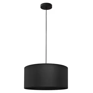 Luminosa Alba Cylindrical Pendant Ceiling Light Black 40cm