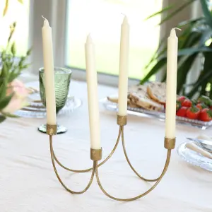 Gold Wave Taper Contemporary Xmas Table Decoration Centrepiece Décor Candle Holder