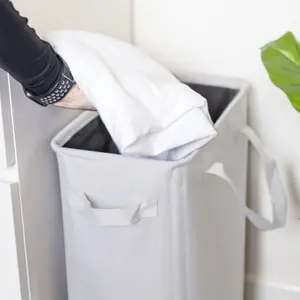 45L Slim Laundry Basket with Handles White