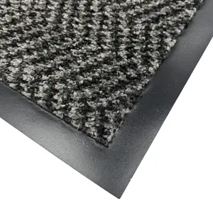 Mighty Mats® Dark Grey Chevron Door mat, 75cm x 45cm