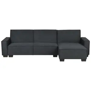 Corner Sofa ROMEDAL Graphite Grey Fabric Left Hand