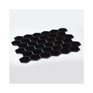 Top Ceramics Black Hexagon Mosaic Tile Mix. High Gloss / Matt (L)330 x (W)298mm