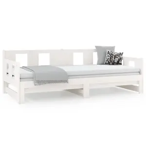 Berkfield Pull-out Day Bed White Solid Wood Pine 2x(90x200) cm