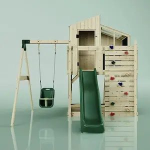 Rebo PolarPlay Kids Climbing Tower & Playhouse - Swing Dagma Green