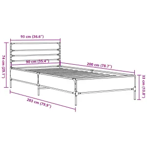 Berkfield Bed Frame without Mattress Black 90x200 cm