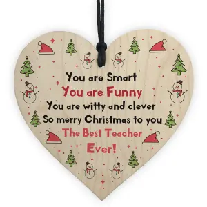 Handmade Teacher Gift For Christmas Wooden Heart Thank You Gift For Nursery Teacher