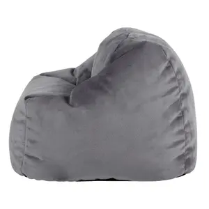 icon Kids Aurora Velvet Bean Bag Chair Charcoal Grey Childrens Bean Bags