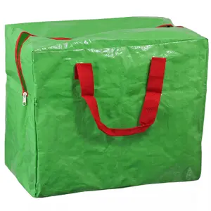 SPARES2GO Xmas Storage Bag Christmas Present Gift Decorations Lights Toys Red Green Pack of 2, Bags