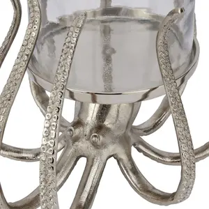 Hill Interiors Hurricane Octopus Candle Lantern Silver (47cm x 38cm x 35cm)