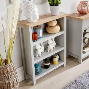 Home Source Avon Low 3 Shelves Bookcase Storage Unit Grey