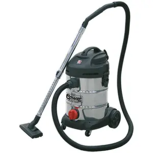 1400W Industrial Wet & Dry Vacuum Cleaner - 30L Stainless Steel Drum - 230V