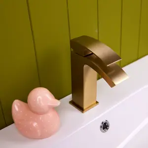 Flode Boras Mono Basin Mixer Tap Brushed Brass