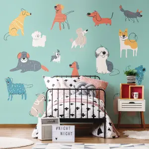 Origin Murals Happy Dogs Blue Matt Smooth Paste the Wall 350cm wide x 280cm high